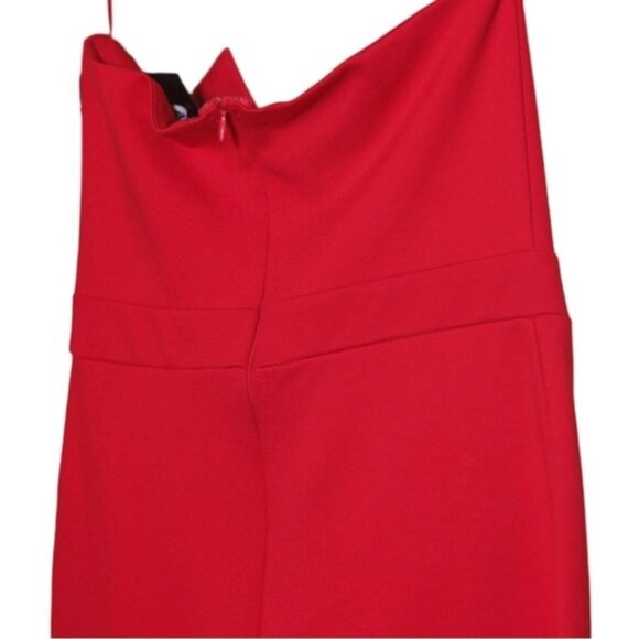 𝙁𝙍𝙀𝙀 🅽🅴🆆 Fashion Nova Hope You’re Happy Dress, asymmetrical red midi, M - Picture 8 of 14